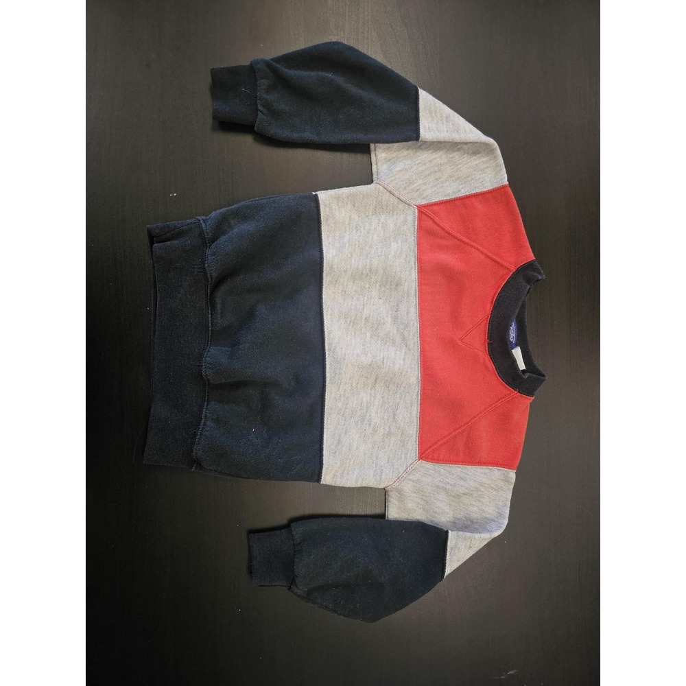Credentials Sweatshirt‎ Youth Small Red Gray Navy Colorblock Crewneck Pullover
